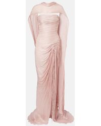 Marmar Halim - Draped Pleated Scarf-Detail Bustier Gown - Lyst