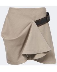Bottega Veneta - Intrecciato Belted Draped Wool Miniskirt - Lyst