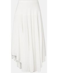 Alaïa - Semi-Sheer Asymmetric Cotton Crepe Skirt - Lyst