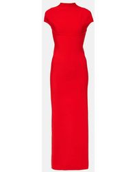 Alaïa - High-neck Slim-fit Stretch-knit Maxi Dress - Lyst