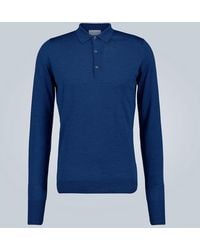John Smedley - Wool Long-sleeved Polo Shirt - Lyst