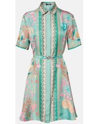 Versace - Underwater Barocco Silk Twill Shirt Dress - Lyst