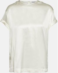Brunello Cucinelli - Silk-blend Satin T-shirt - Lyst