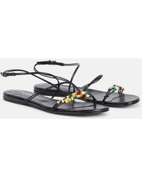 KHAITE - Loop Beaded Leather Sandals - Lyst