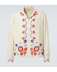 Bode - Garden Party Beaded Linen Shirt - Lyst