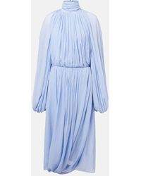 Stella McCartney - High-Neck Pleated Midi Dress - Lyst