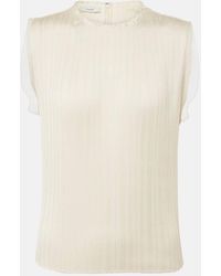 Vince - Chiffon-trimmed Pleated Satin Top - Lyst