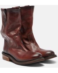 Miu Miu - Foule Leather Ankle Boots - Lyst