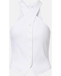Veronica Beard - Thea Halterneck Cotton-Blend Top - Lyst