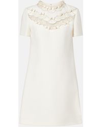 Valentino - Crepe Couture Bow-Detail Embellished Minidress - Lyst