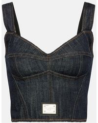 Dolce & Gabbana - Bustier-Top Aus Denim - Lyst