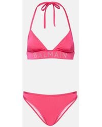 Balmain - Logo Crystal-Embellished Bikini - Lyst