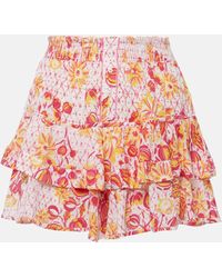 Poupette - Culotte Ruffled Floral Miniskirt - Lyst