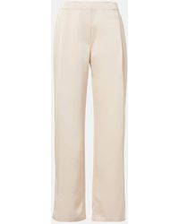 Leset - Pantalones Barb De Saten De Tiro Alto Plisados - Lyst