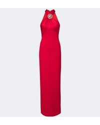 David Koma - Embellished Halterneck Satin-Trimmed Gown - Lyst