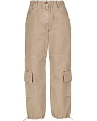 Brunello Cucinelli Wide-leg Cotton Cargo Trousers - Natural