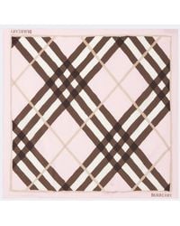 Burberry - Check Silk Poplin Scarf - Lyst