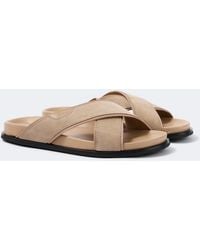 Brioni - Leather-Trimmed Suede Sandals - Lyst