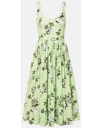 Emilia Wickstead - Eglantine Floral Belted Cotton Midi Dress - Lyst