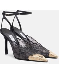Jimmy Choo - Faiz 100 Leather-Trimmed Lace Pumps - Lyst