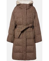 Brunello Cucinelli - Shearling-Trimmed Wool-Blend Down Coat - Lyst