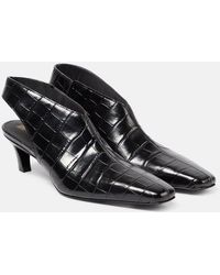 Totême - The Mid Heel Croco Leather Slingback Pumps - Lyst