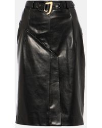 Tom Ford - Belted Leather Midi Skirt - Lyst