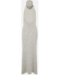 Valentino - Turtleneck Silk Boucle Maxi Dress - Lyst