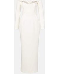 The New Arrivals Ilkyaz Ozel - Bridal Farah Embellished Off-Shoulder Midi Dress - Lyst