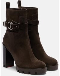Christian Louboutin - 100Mm Dianouchette Suede Sole Ankle Booties - Lyst