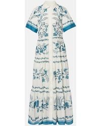 Erdem - Floral Cotton And Linen Tiered Shirt Dress - Lyst