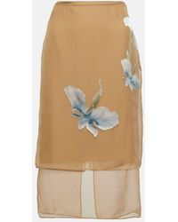 Givenchy - Falda midi de saten devore floral - Lyst