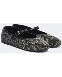 Prada - Chevron Tweed Mary Jane Ballet Flats - Lyst