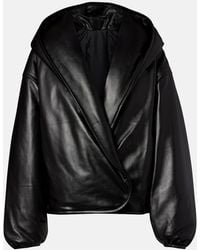 Alaïa - Hooded Leather Bomber Jacket - Lyst