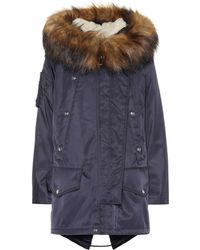 Burberry Faux Fur-trimmed Parka - Blue