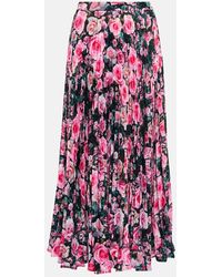 Christopher Kane - Floral High-Rise Pleated Midi Skirt - Lyst
