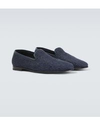 Manolo Blahnik - Mario Leather-Trimmed Raffia Loafers - Lyst