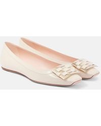 Roger Vivier - Trompette Ball Leather Ballet Flats - Lyst