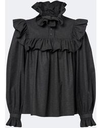 Chloé - Ruffled Wool And Cashmere Flannel Blouse - Lyst