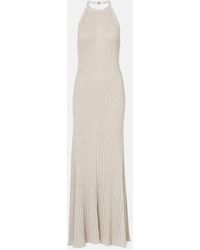 Tom Ford - Ribbed-Knit Halterneck Lame Maxi Dress - Lyst
