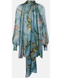 Etro - Printed Ruched Silk Top - Lyst