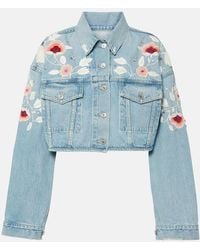 Citizens of Humanity - Lena Embroidered Cropped Denim Jacket - Lyst
