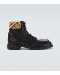 Burberry - Rogue Leather Combat Boots - Lyst