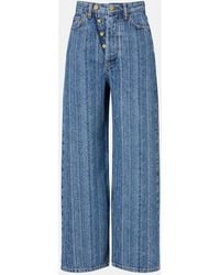 Ganni - Striped Wide-Leg Jeans - Lyst