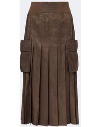 Sacai - Pleated Twill Midi Skirt - Lyst