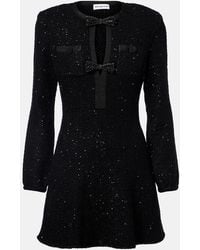 Self-Portrait - Bow-Detail Sequined Knitted Minidress - Lyst