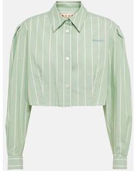 Marni - Striped Cropped Cotton Shirt - Lyst