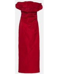 STAUD - Vestido Midi Drapeado Andrea De Tafetan - Lyst