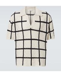Commas - Checked Crochet Cotton And Wool Polo Shirt - Lyst