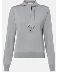 Valentino - Tie-Neck Virgin Wool Sweater - Lyst